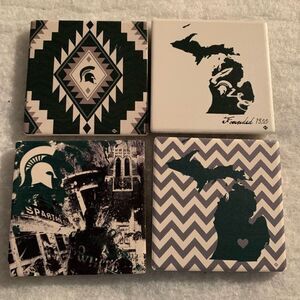 4 Michigan State Spartans Thirstystone Drink Coasters